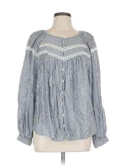 Pre-owned Old Navy Long Sleeve Blouse In Blue