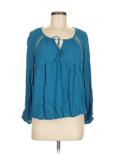Pre-owned Old Navy Long Sleeve Blouse In Blue
