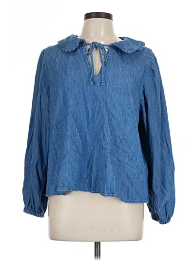 Pre-owned Old Navy Long Sleeve Blouse In Blue