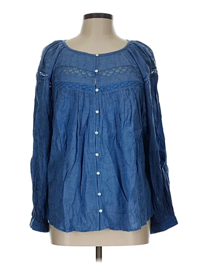 Pre-owned Old Navy Long Sleeve Blouse In Blue