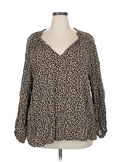 Pre-owned Old Navy Long Sleeve Blouse In Brown