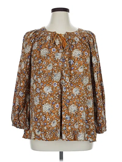 Pre-owned Old Navy Long Sleeve Blouse In Brown