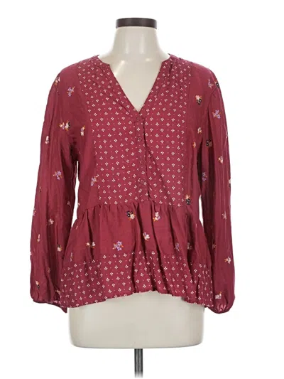 Pre-owned Old Navy Long Sleeve Blouse In Burgundy