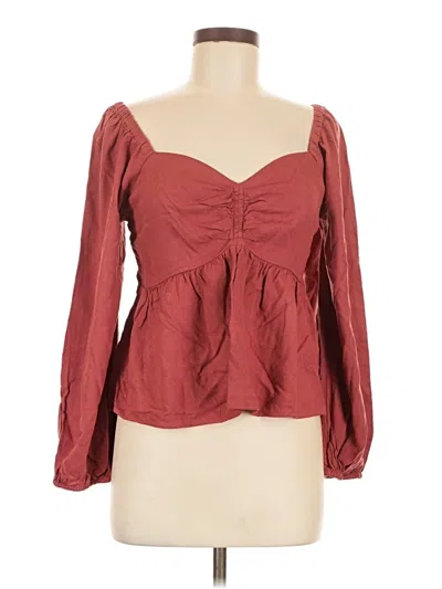 Pre-owned Old Navy Long Sleeve Blouse In Burgundy