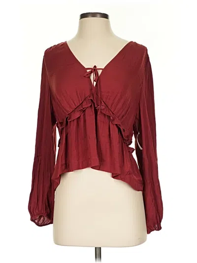 Pre-owned Old Navy Long Sleeve Blouse In Burgundy
