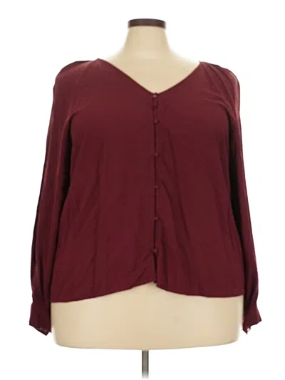 Pre-owned Old Navy Long Sleeve Blouse In Burgundy