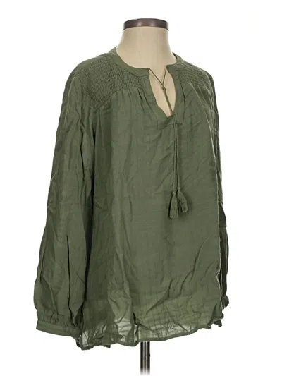 Pre-owned Old Navy Long Sleeve Blouse In Green
