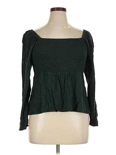 Pre-owned Old Navy Long Sleeve Blouse In Green