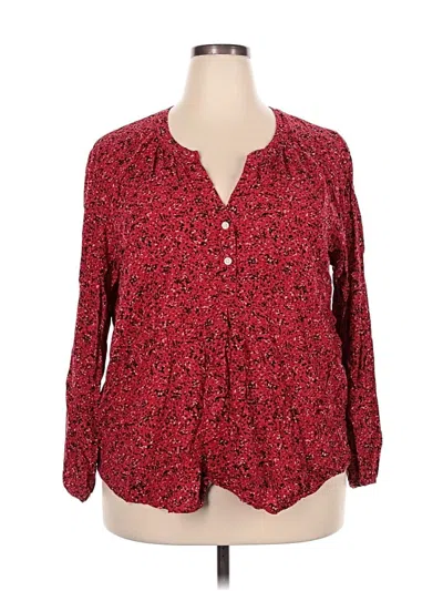 Pre-owned Old Navy Long Sleeve Blouse In Red