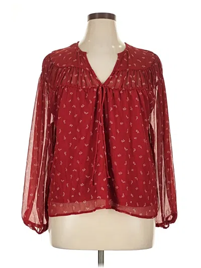 Pre-owned Old Navy Long Sleeve Blouse In Red