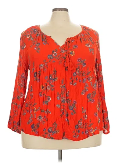 Pre-owned Old Navy Long Sleeve Blouse In Red