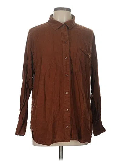 Pre-owned Old Navy Long Sleeve Button Down Shirt In Brown