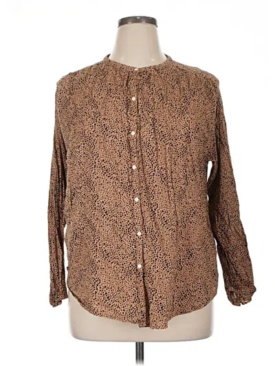 Pre-owned Old Navy Long Sleeve Button Down Shirt In Brown