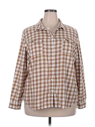 Pre-owned Old Navy Long Sleeve Button Down Shirt In Brown