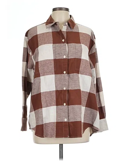 Pre-owned Old Navy Long Sleeve Button Down Shirt In Brown