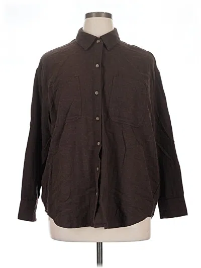 Pre-owned Old Navy Long Sleeve Button Down Shirt In Brown