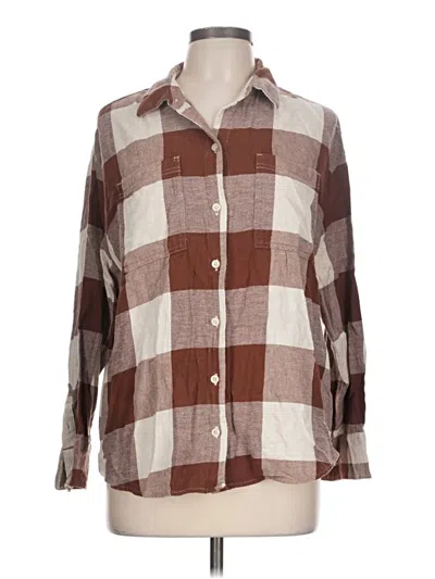 Pre-owned Old Navy Long Sleeve Button Down Shirt In Brown