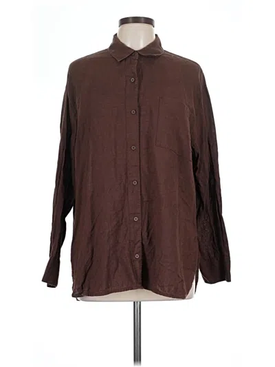 Pre-owned Old Navy Long Sleeve Button Down Shirt In Brown