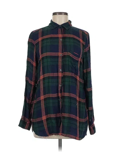 Pre-owned Old Navy Long Sleeve Button Down Shirt In Green