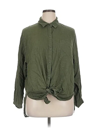 Pre-owned Old Navy Long Sleeve Button Down Shirt In Green