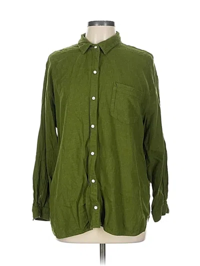 Pre-owned Old Navy Long Sleeve Button Down Shirt In Green