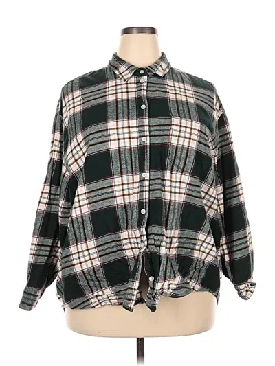 Pre-owned Old Navy Long Sleeve Button Down Shirt In Green