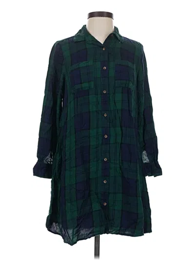 Pre-owned Old Navy Long Sleeve Button Down Shirt In Green