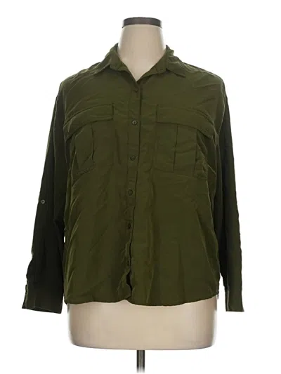 Pre-owned Old Navy Long Sleeve Button Down Shirt In Green