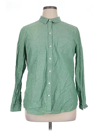 Pre-owned Old Navy Long Sleeve Button Down Shirt In Green
