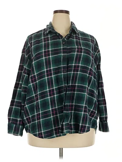 Pre-owned Old Navy Long Sleeve Button Down Shirt In Green