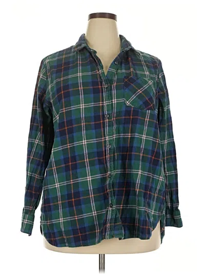 Pre-owned Old Navy Long Sleeve Button Down Shirt In Green