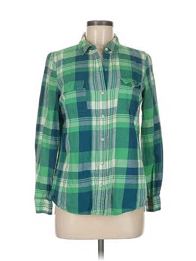 Pre-owned Old Navy Long Sleeve Button Down Shirt In Green
