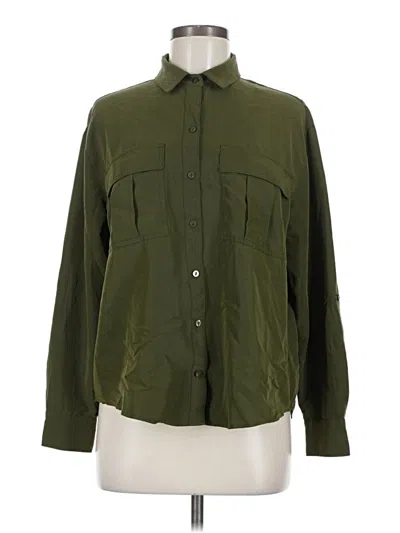Pre-owned Old Navy Long Sleeve Button Down Shirt In Green