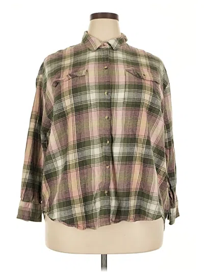 Pre-owned Old Navy Long Sleeve Button Down Shirt In Green