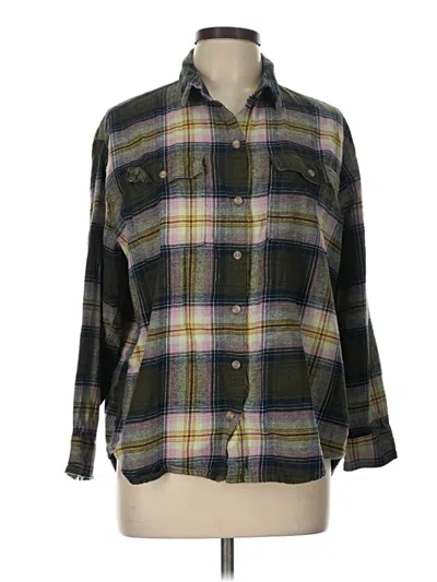 Pre-owned Old Navy Long Sleeve Button Down Shirt In Green