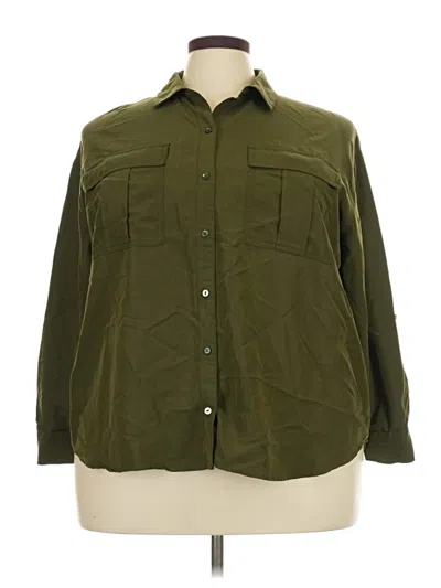 Pre-owned Old Navy Long Sleeve Button Down Shirt In Green