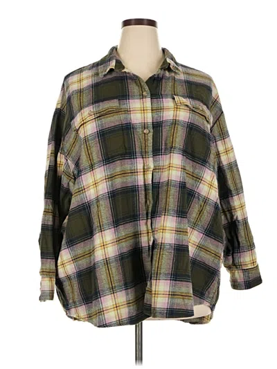 Pre-owned Old Navy Long Sleeve Button Down Shirt In Green