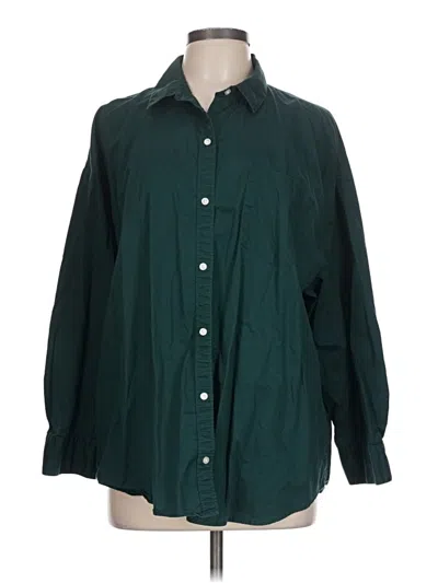 Pre-owned Old Navy Long Sleeve Button Down Shirt In Green