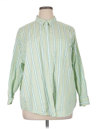Pre-owned Old Navy Long Sleeve Button Down Shirt In Green