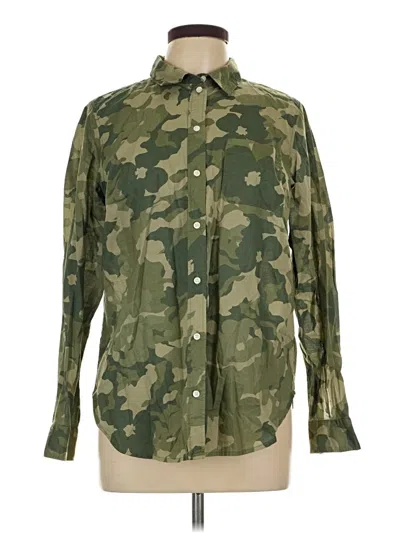 Pre-owned Old Navy Long Sleeve Button Down Shirt In Green