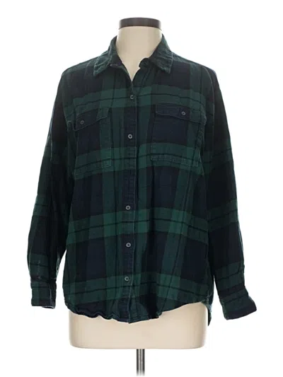 Pre-owned Old Navy Long Sleeve Button Down Shirt In Green