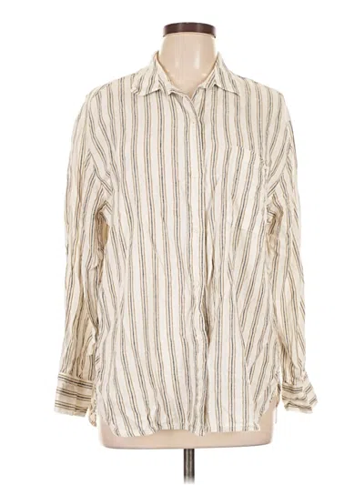 Pre-owned Old Navy Long Sleeve Button Down Shirt In Ivory