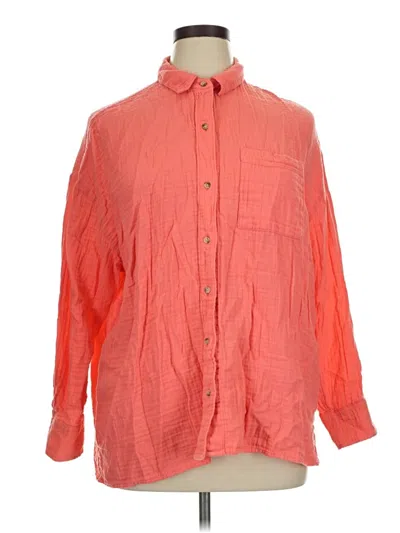 Pre-owned Old Navy Long Sleeve Button Down Shirt In Orange