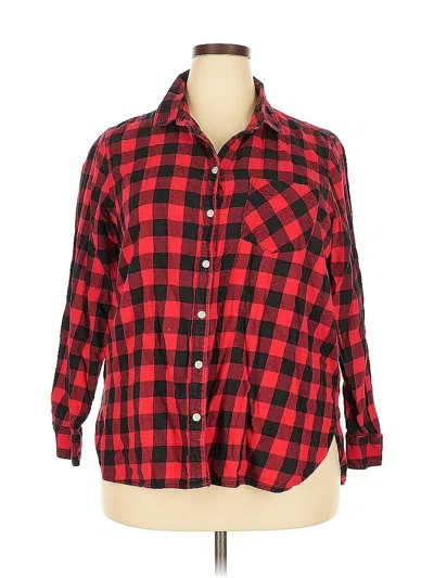 Pre-owned Old Navy Long Sleeve Button Down Shirt In Red