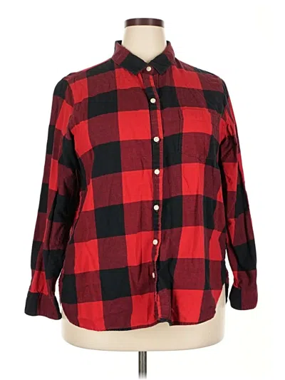 Pre-owned Old Navy Long Sleeve Button Down Shirt In Red