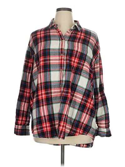 Pre-owned Old Navy Long Sleeve Button Down Shirt In Red