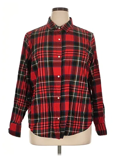 Pre-owned Old Navy Long Sleeve Button Down Shirt In Red