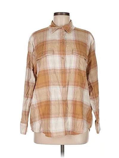 Pre-owned Old Navy Long Sleeve Button Down Shirt In Tan