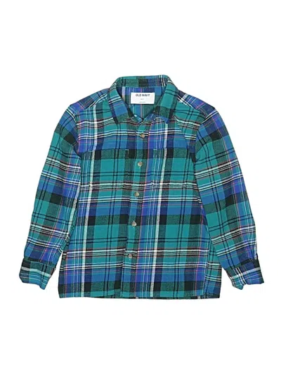 Pre-owned Old Navy Kids' Long Sleeve Button Down Shirt In Teal