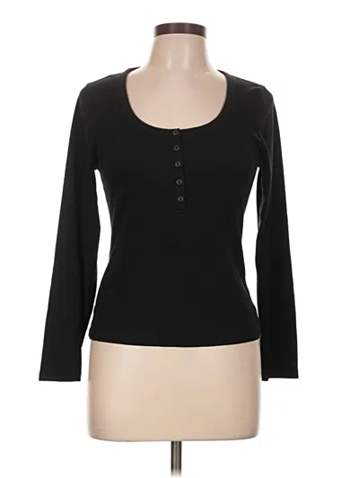 Pre-owned Old Navy Long Sleeve Henley Shirt In Black